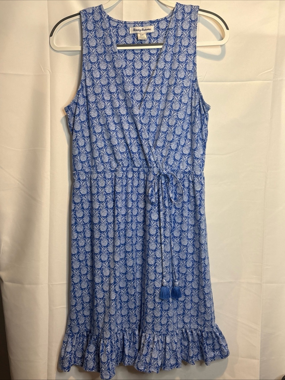 Tommy Bahama Blue and White Pineapple Print Sleeveless Dress